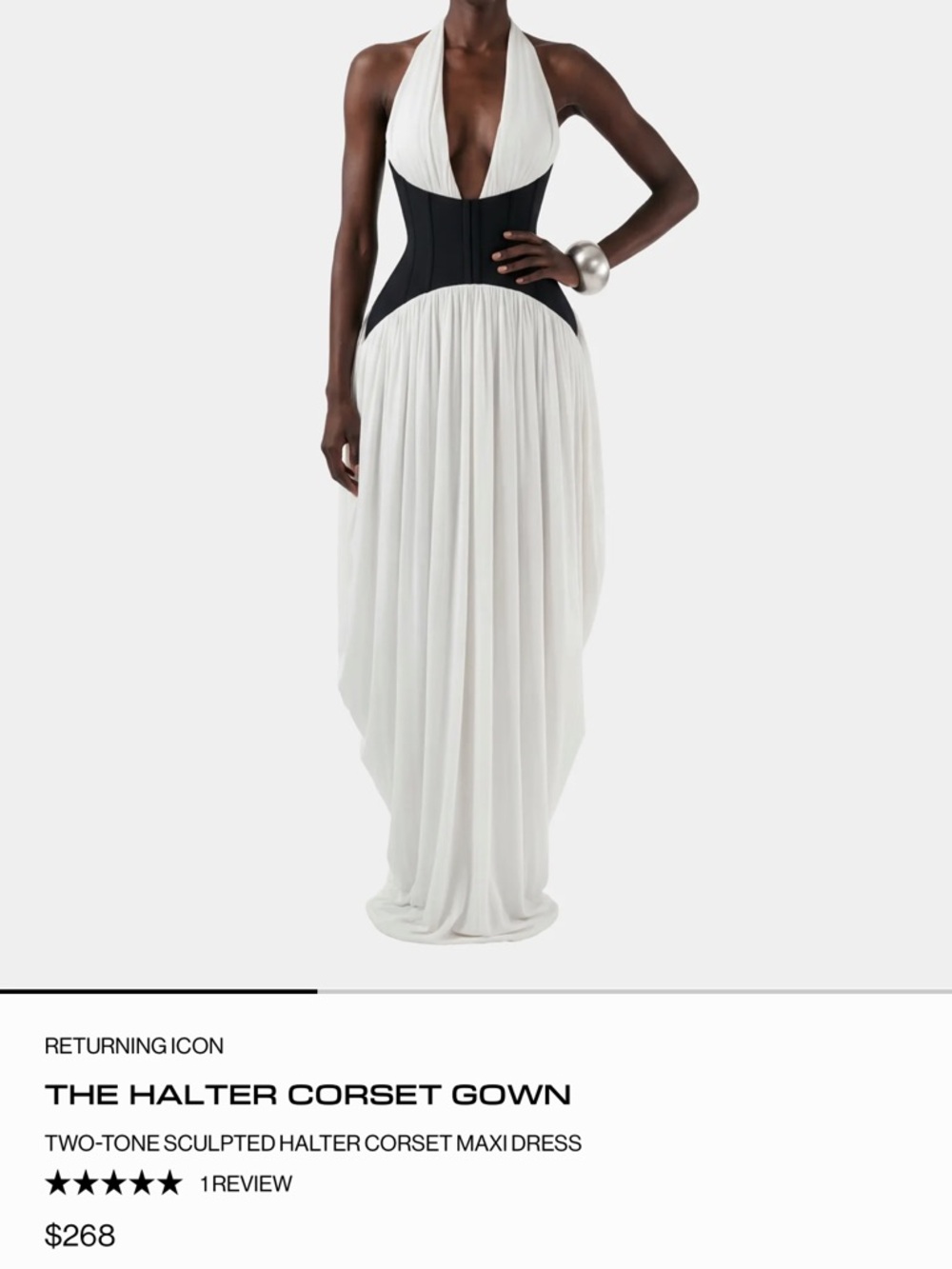 Sculpted Halter Corset Maxi Dress - White/Black